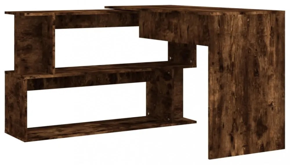 füstös tölgy színű szerelt fa sarokasztal 200 x 50 x 76 cm