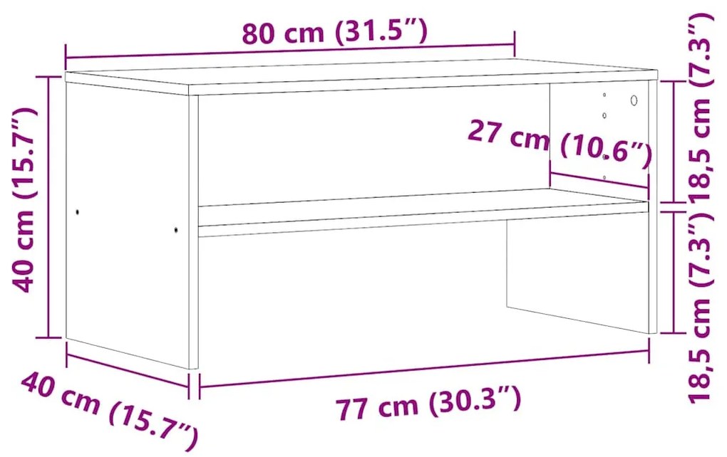 TV szekrény kézműves tölgy 80x40x40 cm műszaki fa