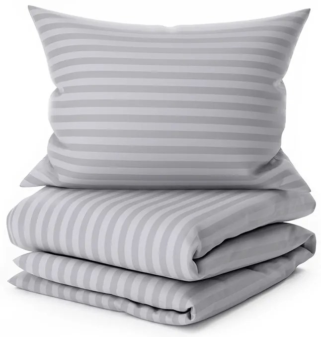 JASMINE mikroszálas szállodai ágyneműhuzat, világosszürke – 2 cm-es csíkos, szállodai zsebes Ágyneműhuzat mérete: 70 x 90 cm | 140 x 200 cm