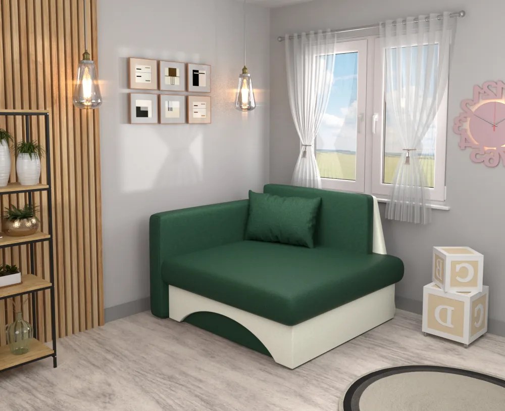 Kinyitható fotel, zöld/bézs, KUBOŠ NEW UNI