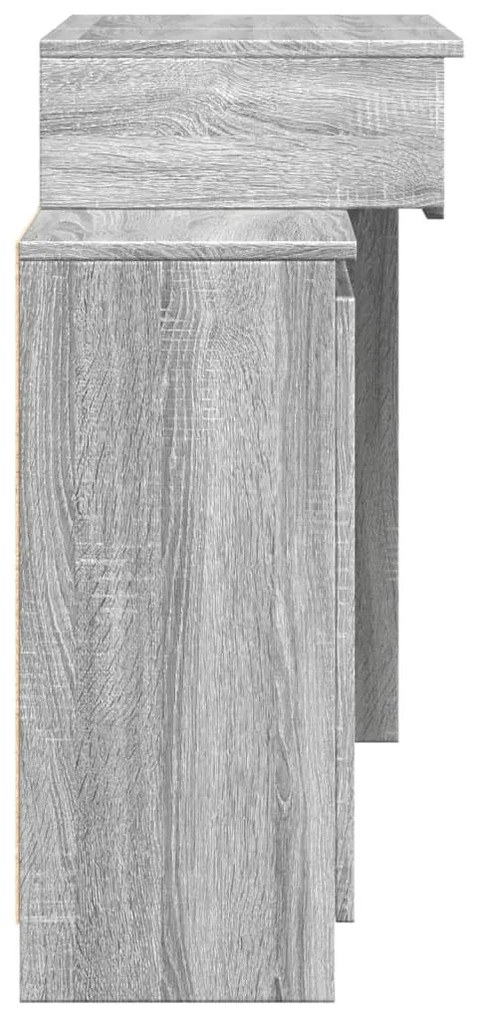 szürke sonoma LED-es fésülködőasztal 115 x 37 x 110,5 cm