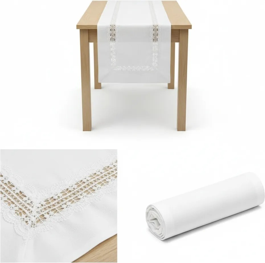 Elegáns Asztali Futófelület Csipkével 40x140 Granada Eurofirany