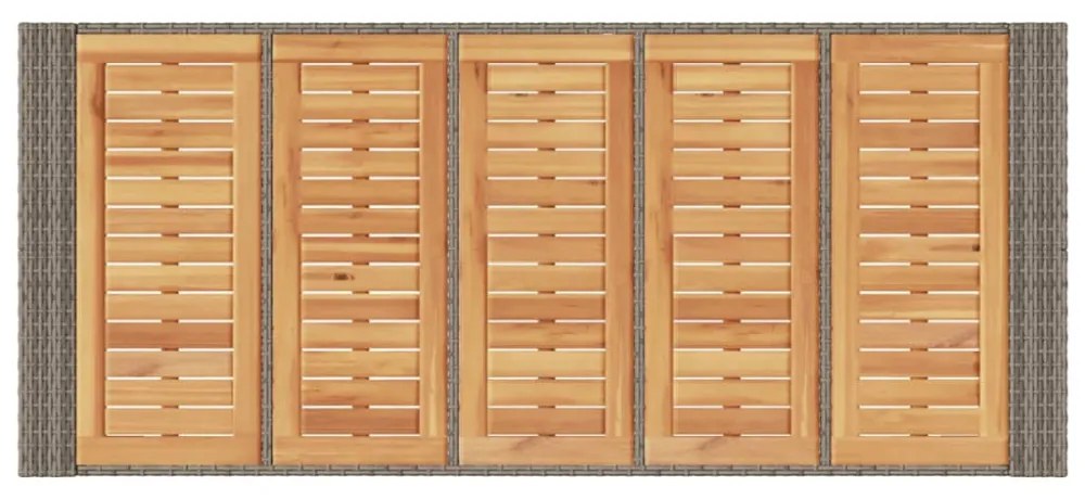 szürke polyrattan kerti bárasztal akácfa lappal 185x80x110 cm