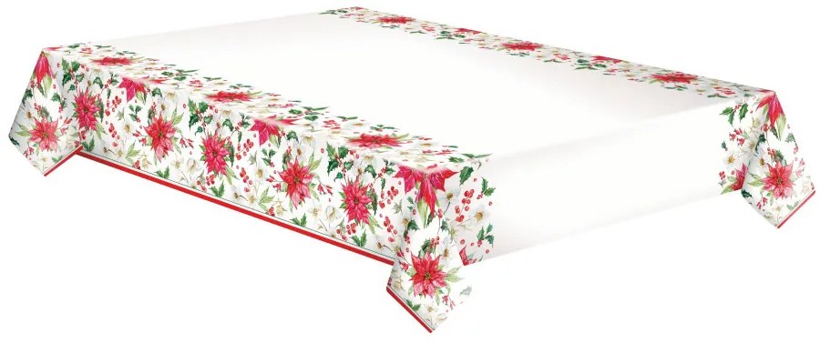 Karácsonyi Poinsettia papír asztalterítő 120x180 cm