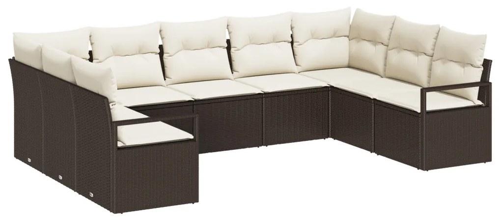 Kanapé Szett párnával 9 pcs Barna polirattan