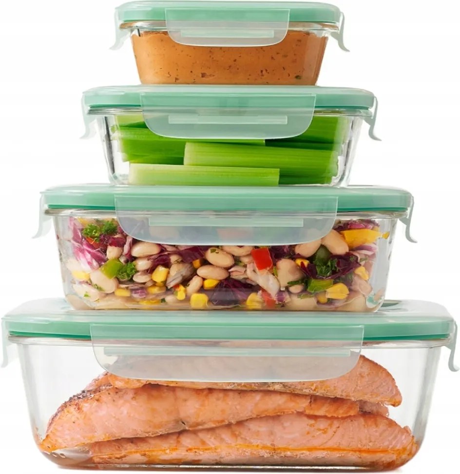 Ételtároló Dobozok Üveg Szett Légmentesen Záródó Uzsonnás Doboz 4db-os Corio