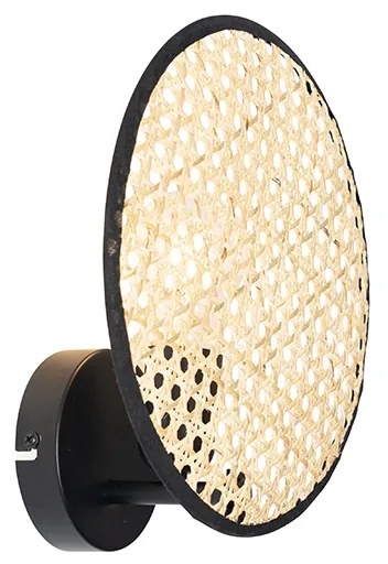 Rusztikus fali lámpa fekete rattannal 25 cm - Kata