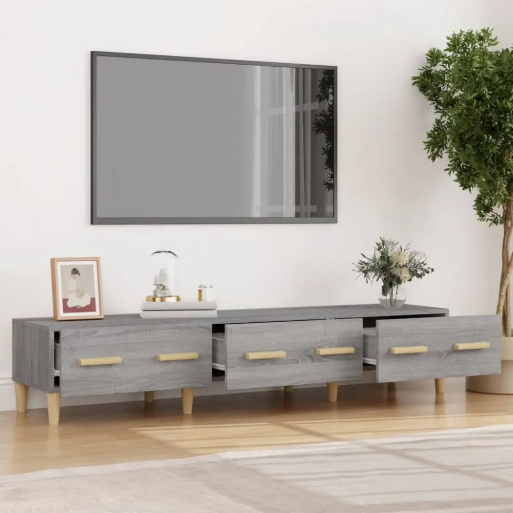 szürke sonoma színű szerelt fa TV-szekrény 150 x 34,5 x 30 cm