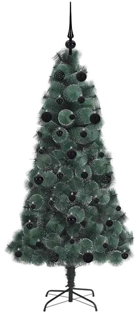 Mesterséges, előre világított karácsonyfagaléria gömbkészlettel