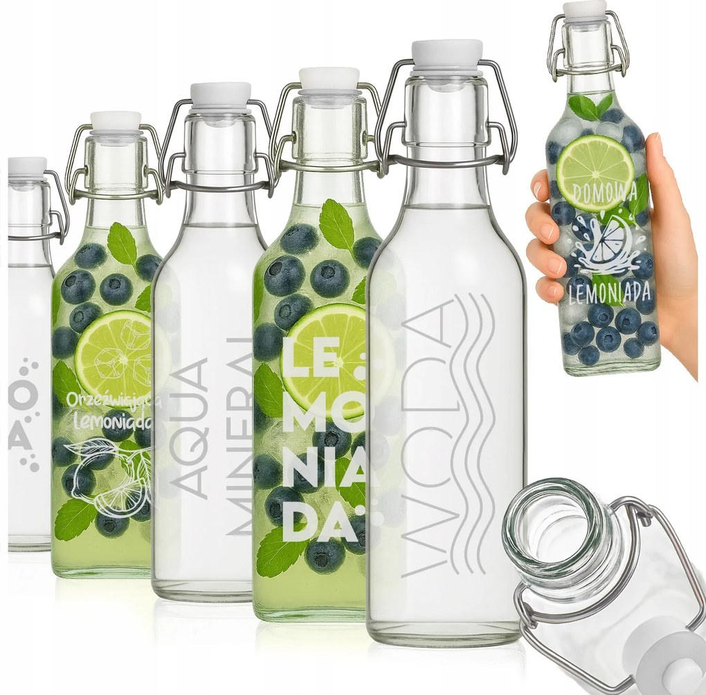 10x Palack parafa klip gyümölcslevek tinktúra limonádé víz Gravírozás 1000 ml