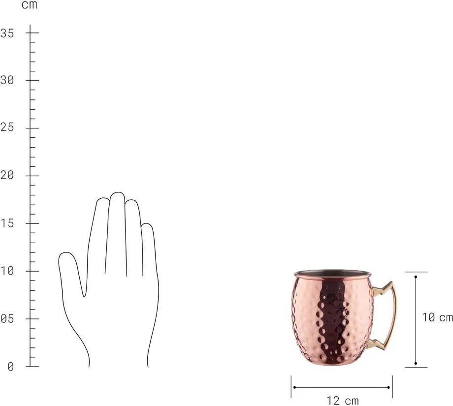 MOSCOW MULE koktél-bögre kalapált rozéarany, 470ml
