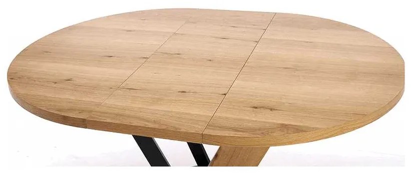 Medina étkezőasztal - kerek, 120-160 x 120 cm, tölgy / fekete
