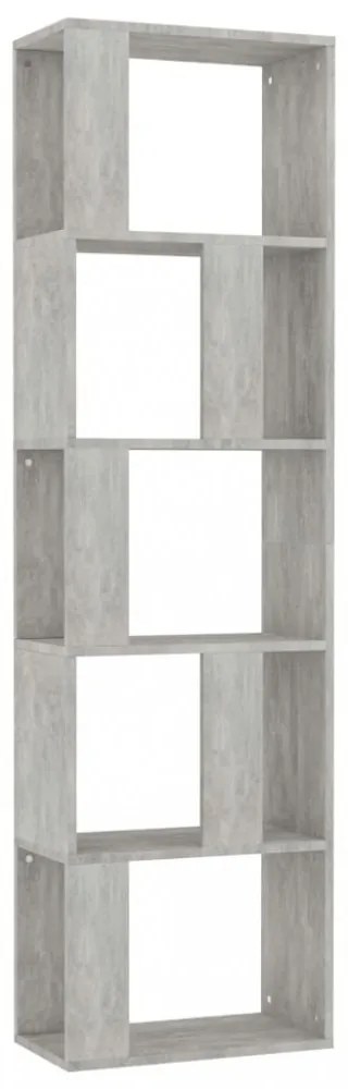 betonszürke szerelt fa könyvszekrény/térelválasztó 45x24x159 cm
