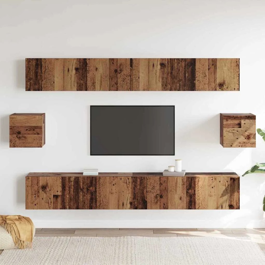 TV szekrény garnitúra 6 pcs Régi fa 100 x 30 x 30 cm faszínű