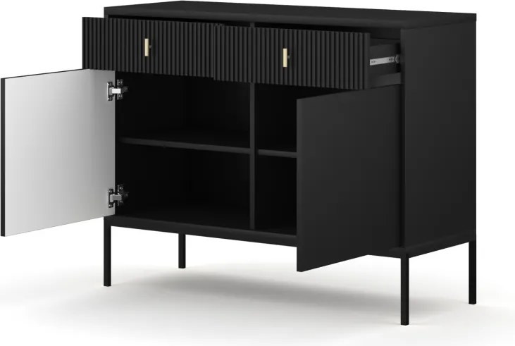 Komód 2 ajtóval és 2 fiókkal fekete színben arany fogantyúkkal – MAGGIORE MA02