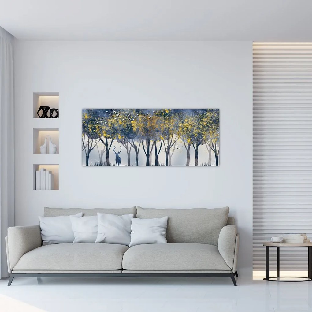 Kép egy szarvasról az erdőben (120x50 cm)
