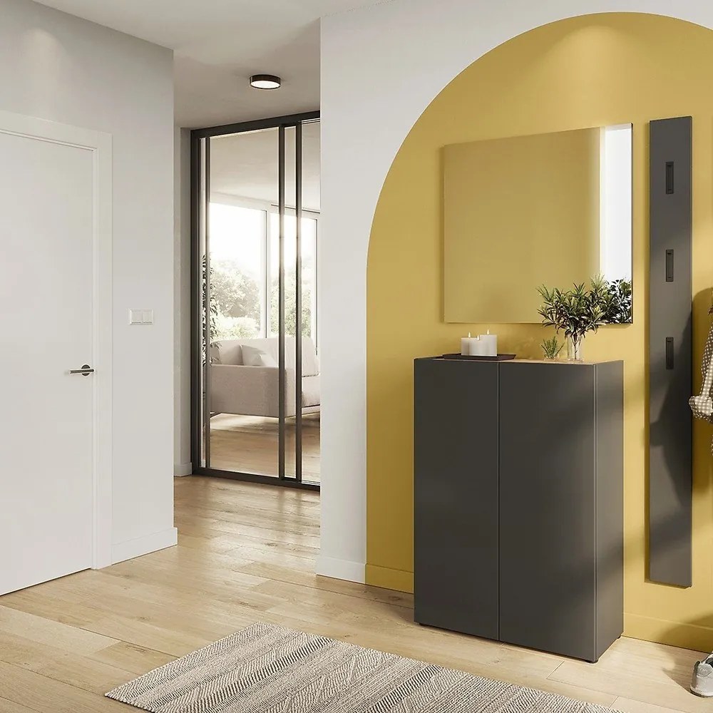 Fehér előszoba bútor tölgyfa dekorral 74x200x33 cm Alviano – Germania