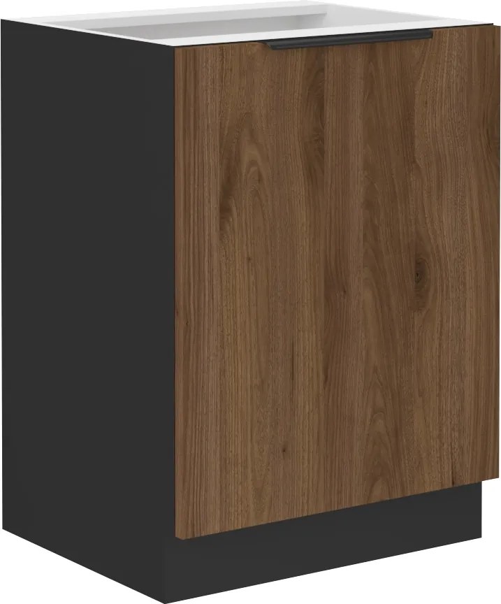 Alsó szekrény, okapi dió/fekete, MENZO 60 D 1F BB