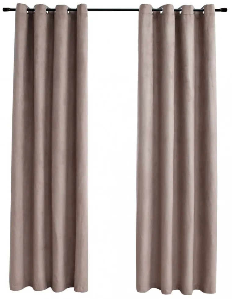 vidaXL 2 db tópszínű sötétítőfüggöny fémgyűrűkkel 140 x 245 cm