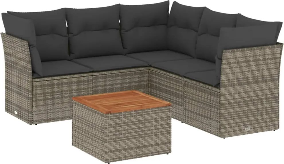 vidaXL 6 részes szürke polyrattan kerti ülőgarnitúra párnákkal