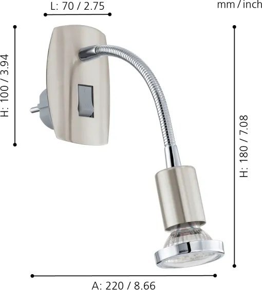 Eglo 902366 - MINI konnektoros LED-lámpa 1xGU10/2,8W/230V, matt króm