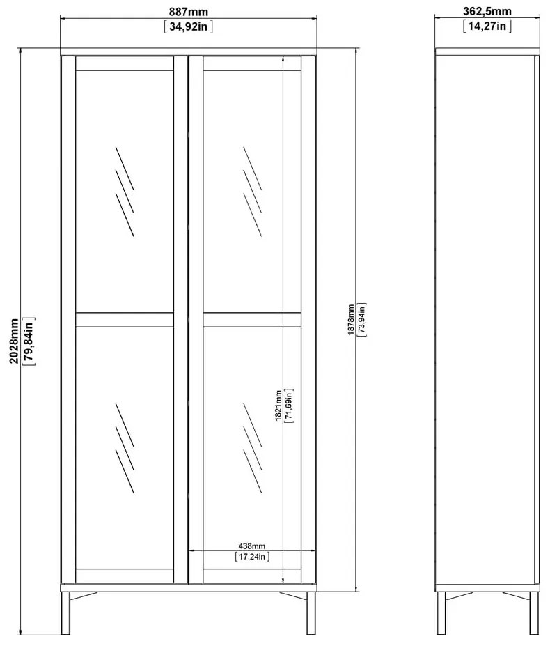 Fekete-natúr színű tálalószekrény diófa dekorral 89x203x36 cm Roomers – Tvilum