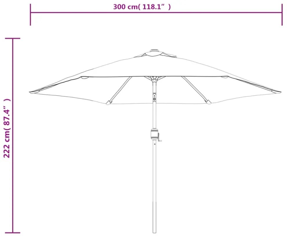 azúrkék kültéri napernyő fémrúddal 300 cm