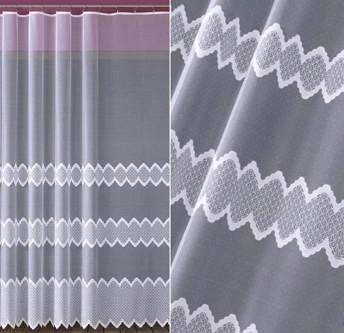 Mg Függöny jacquard 618/338 Fehér 300x250cm Kész M Szalaggal