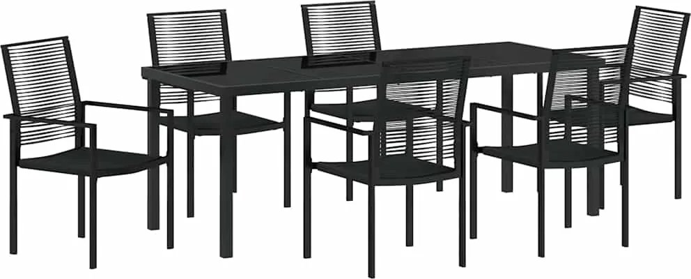 vidaXL Kert étkező szett 7 pcs Fekete Porszórt acél