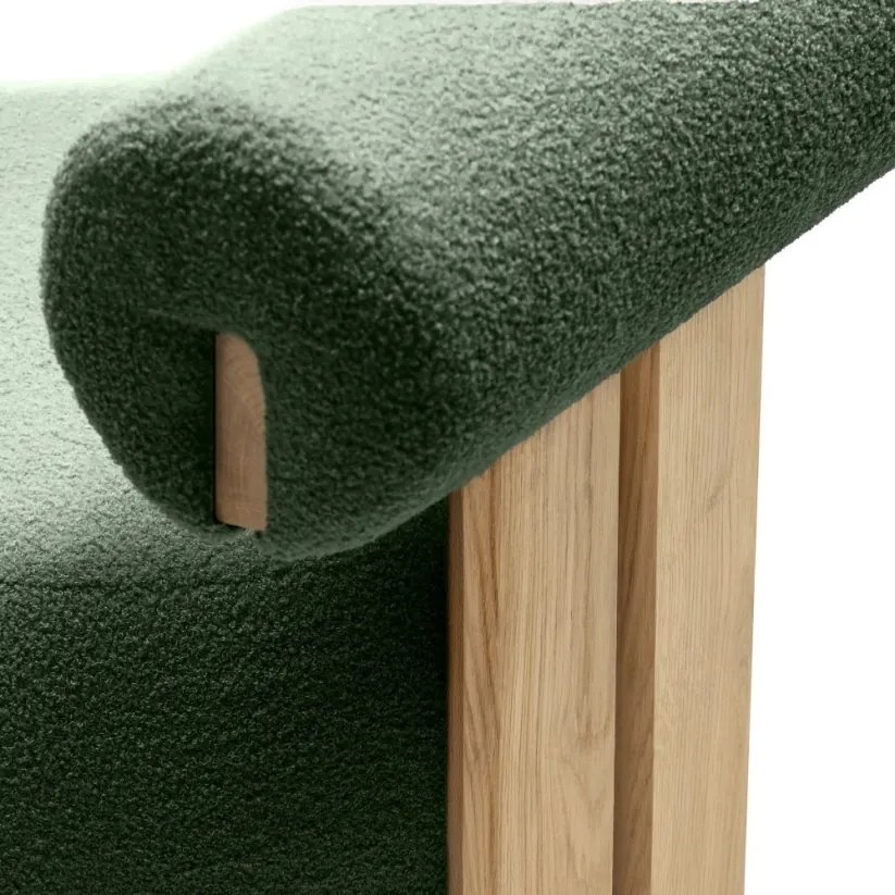 Sötétzöld design fotel HANNA, tölgy