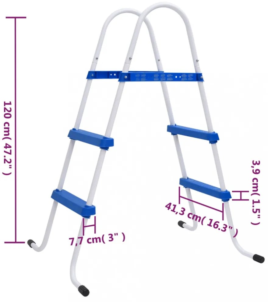 kék és fehér acél medencelétra 84 cm