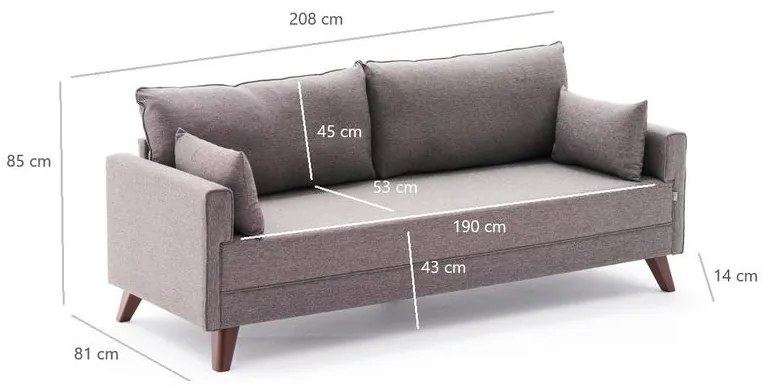 3 személyes kanapé Bella Sofa For 3 Pr - Barna