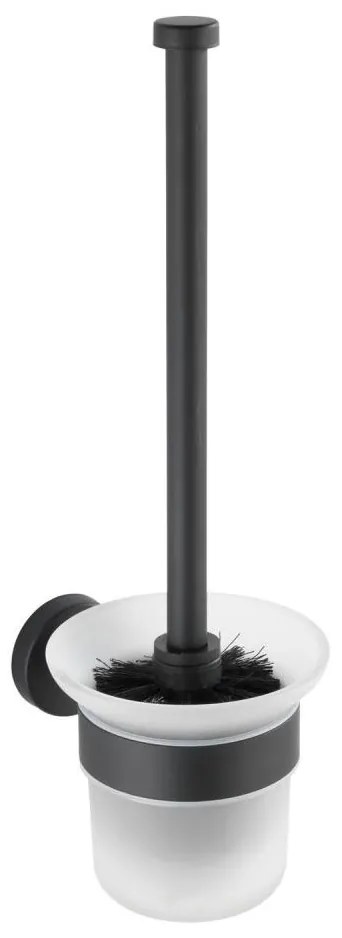 WENKO 24243100-WC-kefe BOSIO BLACK 10x35 cm rozsdamentes acél/ezüst/szatén
