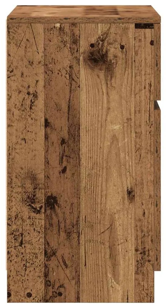 2 db antik fa színű szerelt fa éjjeliszekrény 39x35x65 cm