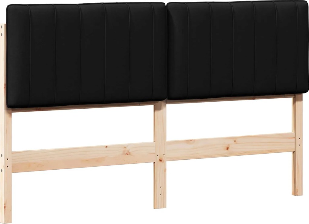 vidaXL Kárpitozott fejtámla Barna és fekete 160 cm Tömör fenyőfa