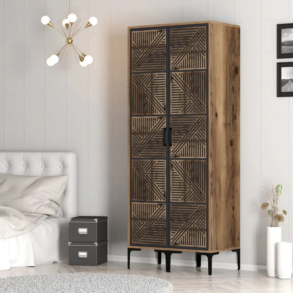 Kumsal gardróbszekrény, dió-antracit, 80 cm – TR845HCT5439