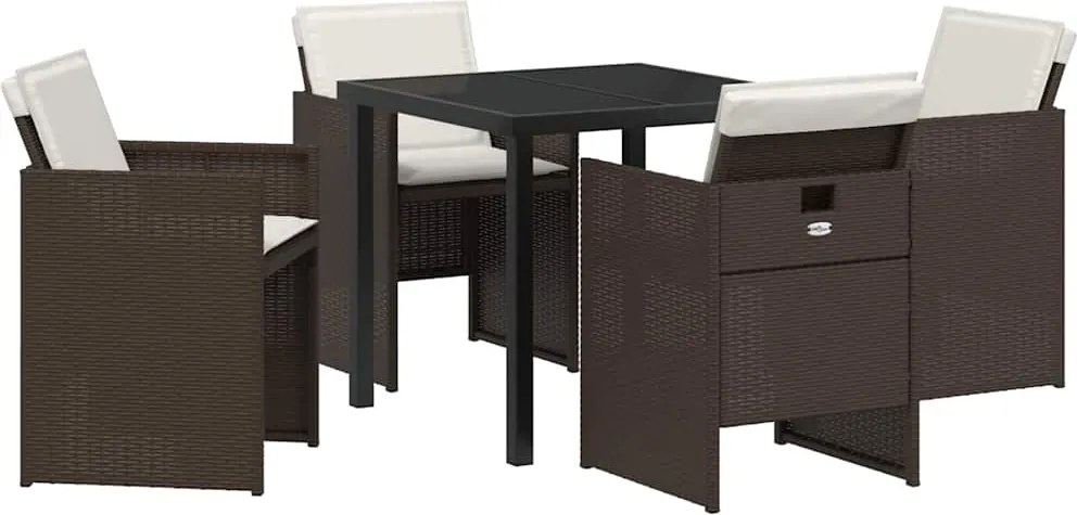 vidaXL Kert étkező szett 5 pcs Barna polirattan