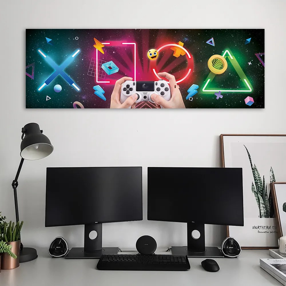 Gario Vászonkép Játékszimbólumok és játékvezérlő Méret: 120 x 40 cm