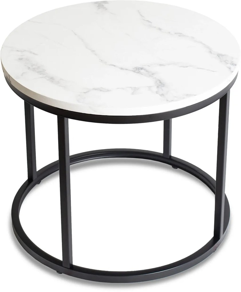 Dohányzóasztal, fehér márvány/fekete CONNY
