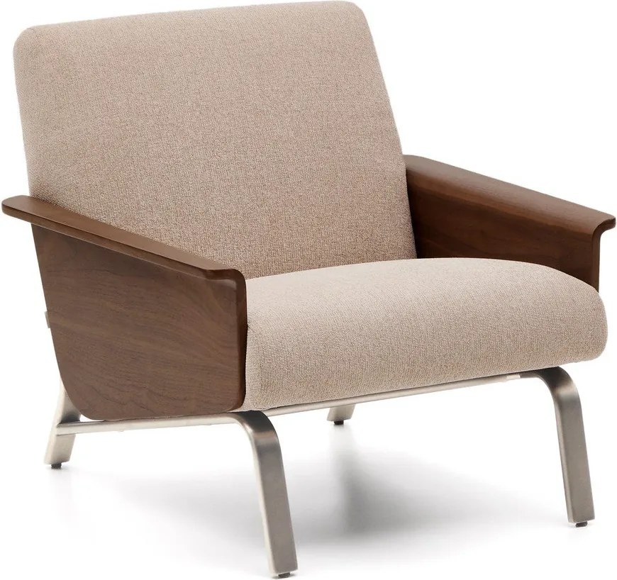 Világosbarna zsenília fotel Amsen – Kave Home