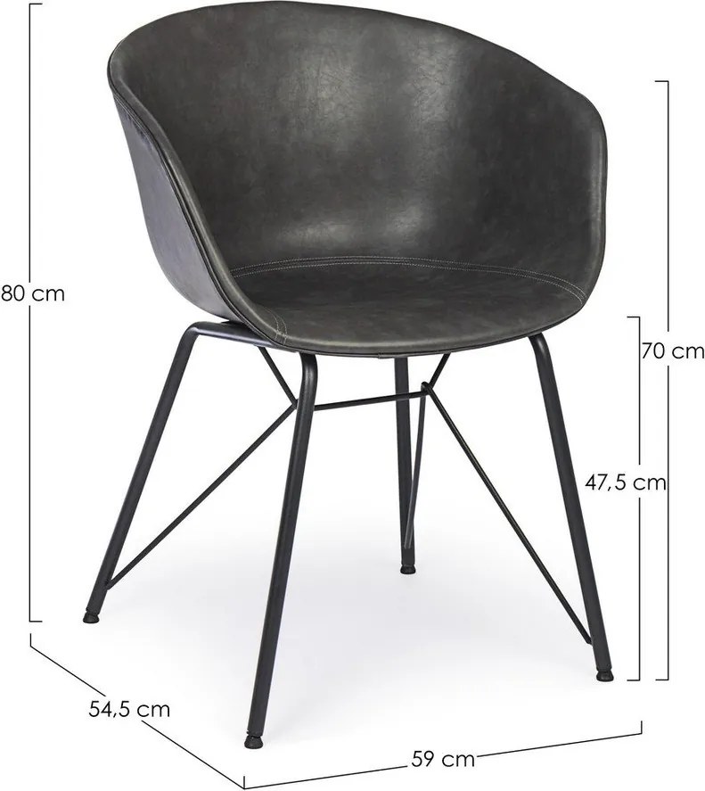 Sötétszürke kárpitozott étkezőszék Warhol – Bizzotto