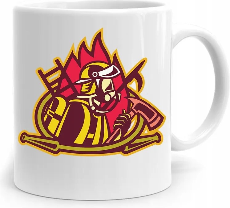 Bögre Ajándék Tűzoltónak Tűzoltó Lángokban fényképes nyomtatással