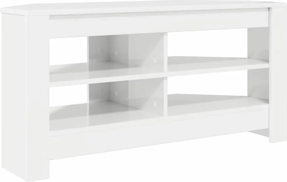 vidaXL SarokTVSzekrény Magas fényű Fehér 102 x 40,5 x 45 cm Faanyag