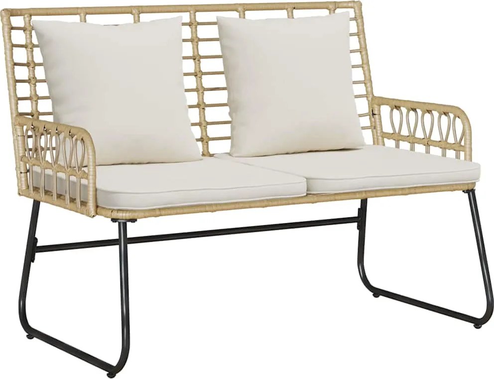 vidaXL Kerti pad Barna és Krém polirattan