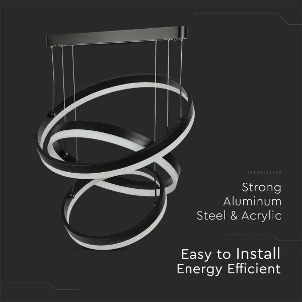 LED dimmelhető csillár zsinóron LED/86W/230V 3000K fekete