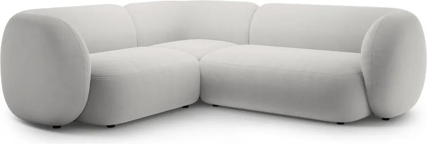 Világosszürke bársony sarokkanapé (bal oldali-L alakú) Kate – Micadoni