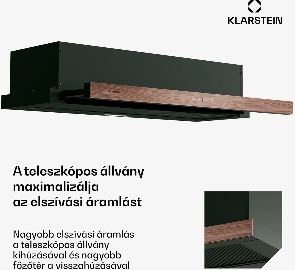 Klarstein ZenFusion páraelszívó, légáram 400 m³/h, EEK A, elszívás/visszavezetés, 3 szint, csendes