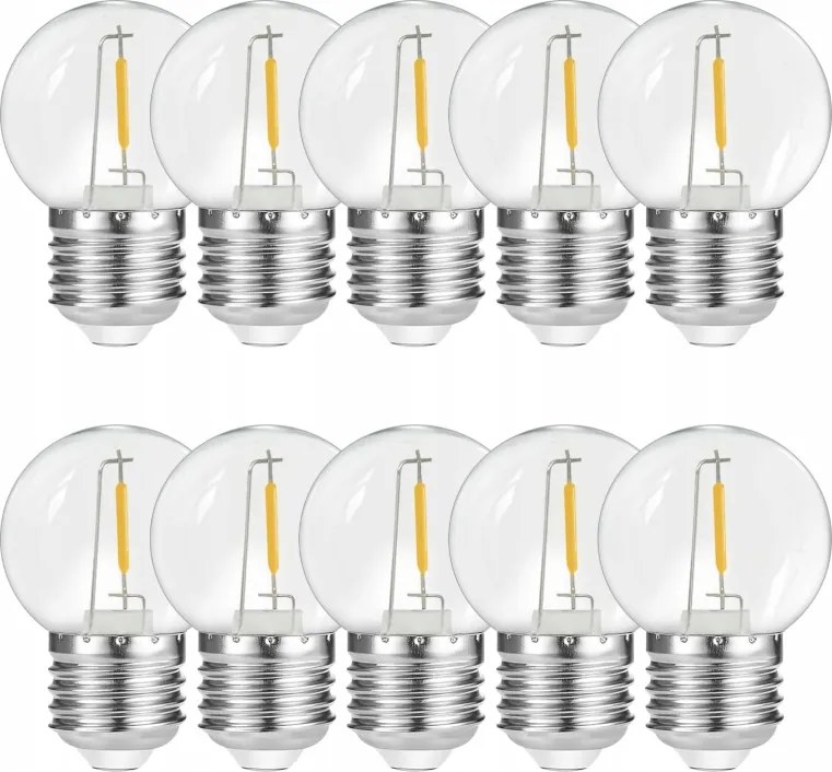 10 db E27-es Led izzó, meleg fehér, 1 W, műanyag