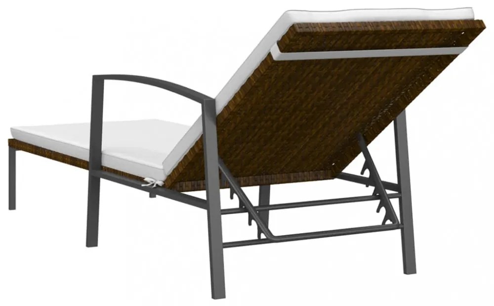 2 db barna polyrattan napozóágy asztallal