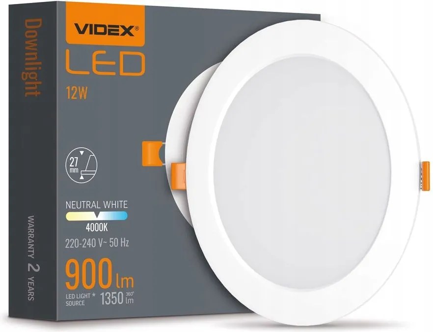 Led Panel Süllyesztett Lámpatest 12W 1350lm 4000K Semleges fehér Videx